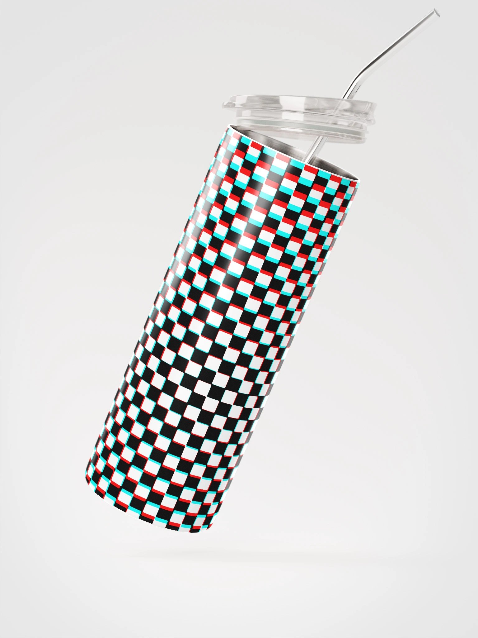 Checkered Anaglyph Stainless Steel Tumbler product image (1)