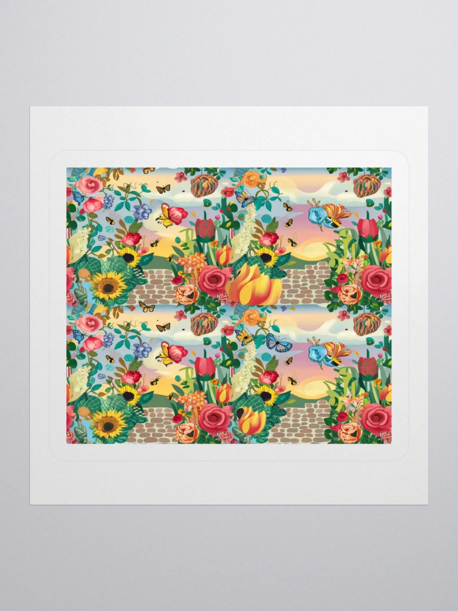 Whimsical Garden Sticker with Butterflies and Birds - Kiss Cut Vinyl product image (1)