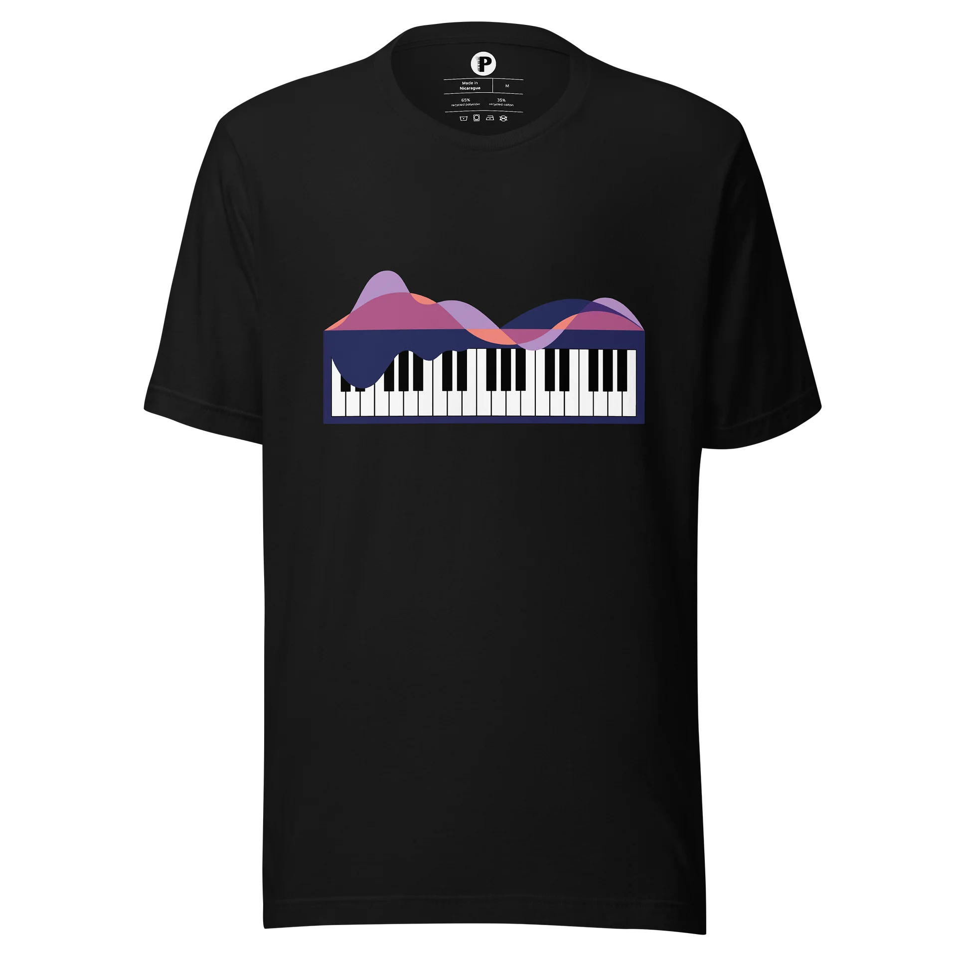 Keyboard Soundwave T-Shirt - [Minimalist Piano Design for Musicians & Producers] product image (1)