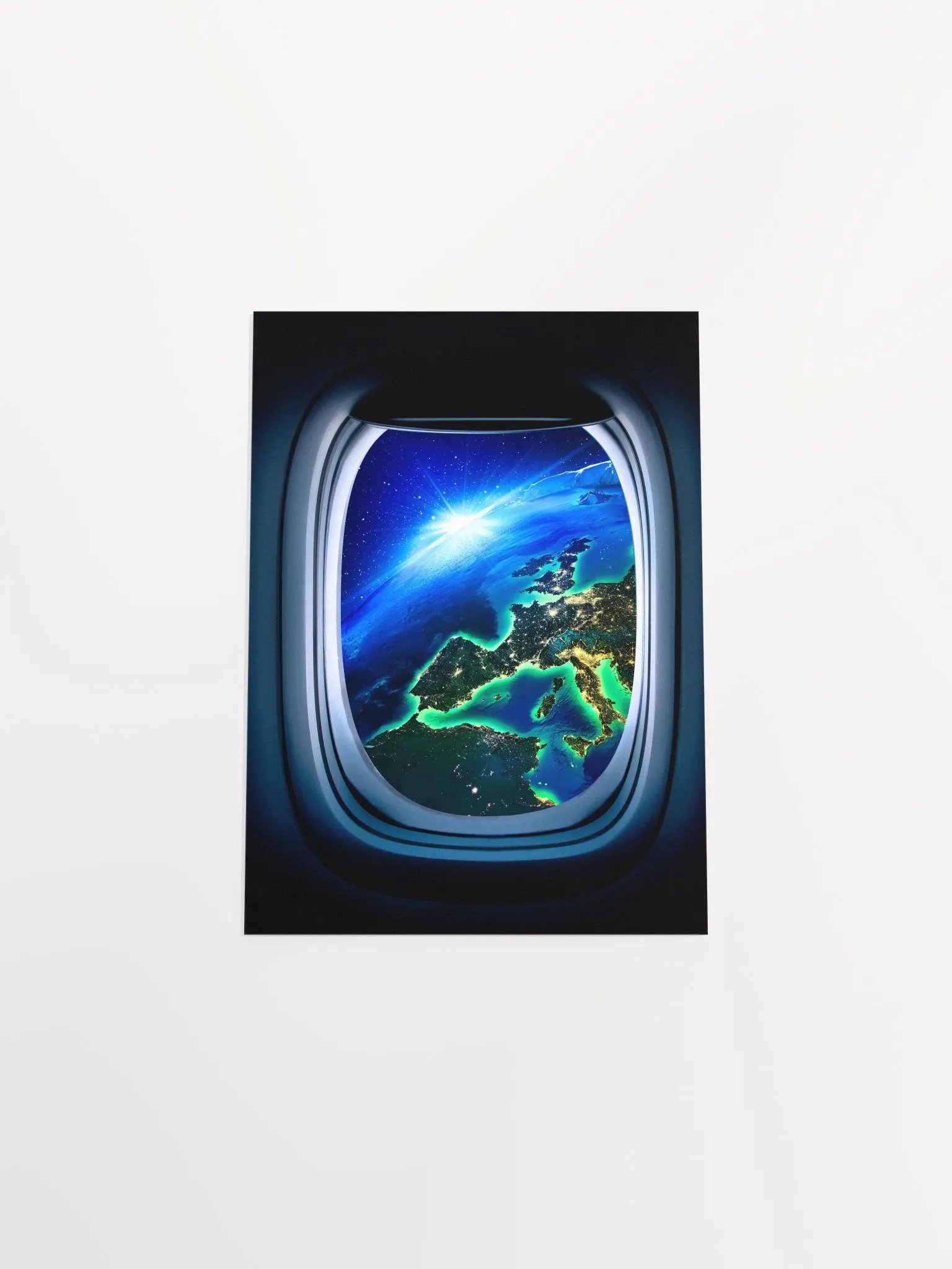 Airplane porthole/window and Earth orbit — Photo paper glossy poster. Space poster, space print, travel gift product image (9)