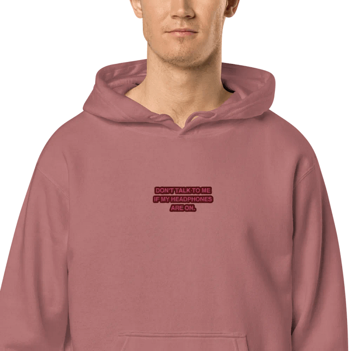 HEADPHONES ON (rose design) embroidered pigment hoodie product image (2)