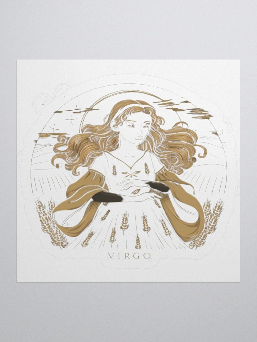 Virgo Zodiac Sticker - Maiden with Wheat & Floral - Vinyl product image (1)
