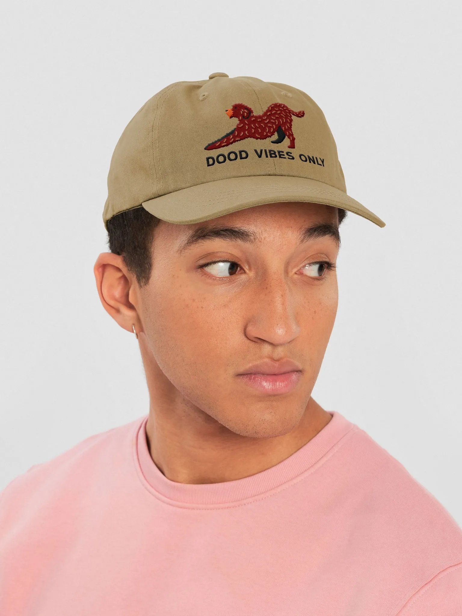 Dood Vibes Only Classic Dad Hat(Embroidered) of a Labradoodle(Chocolate) product image (19)