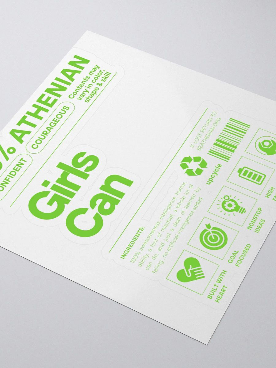 100% Athenian "Girls Can" Sticker product image (3)