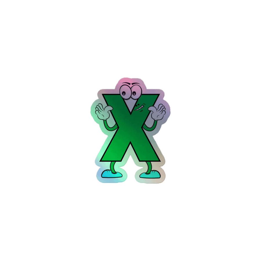 X Letter Cartoon Character Holographic Sticker product image (1)