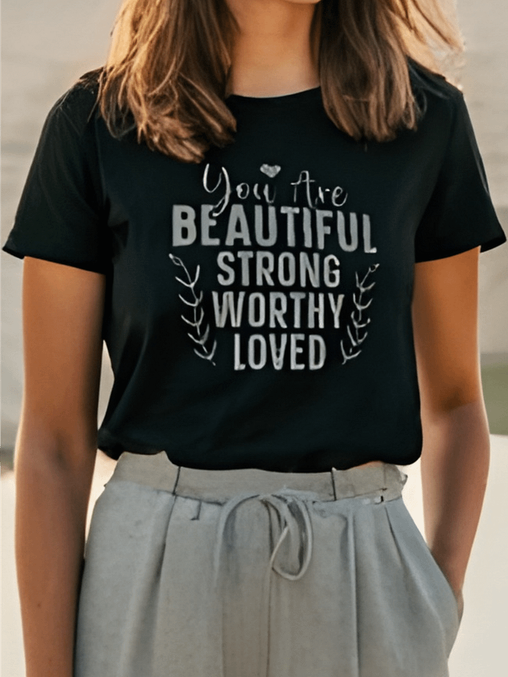 You Are Beautiful Strong Worthy Loved - Women's Black T-Shirt product image (1)