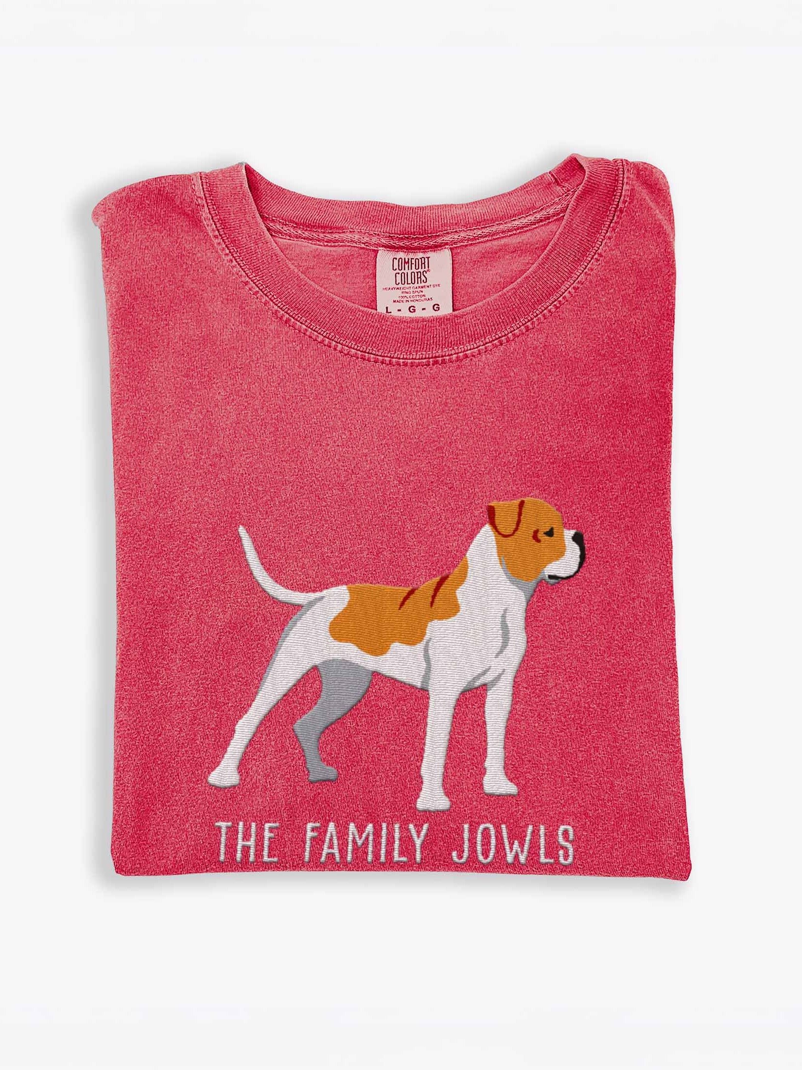 The Family Jowls T-Shirt(Embroidered) of an American Bulldog(Tan & White) product image (1)