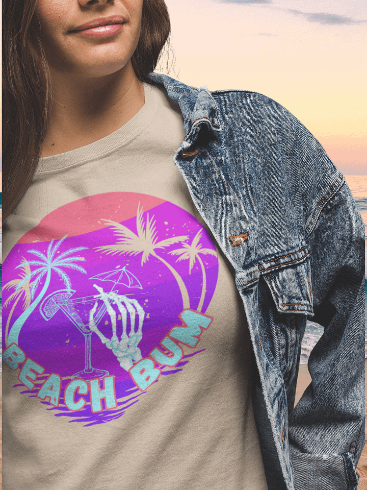 Beach Bum Skeleton Sunset T-Shirt product image (1)