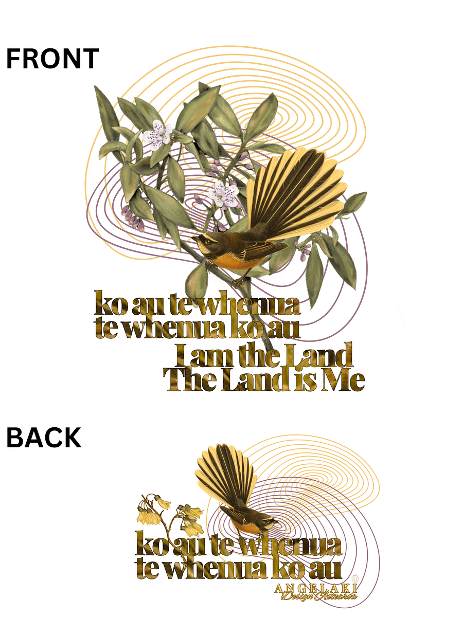 Unisex Fantail-Piwakawaka and Ngaio Flowers - ko au te whenua Decolonisation Aotearoa Tee product image (4)