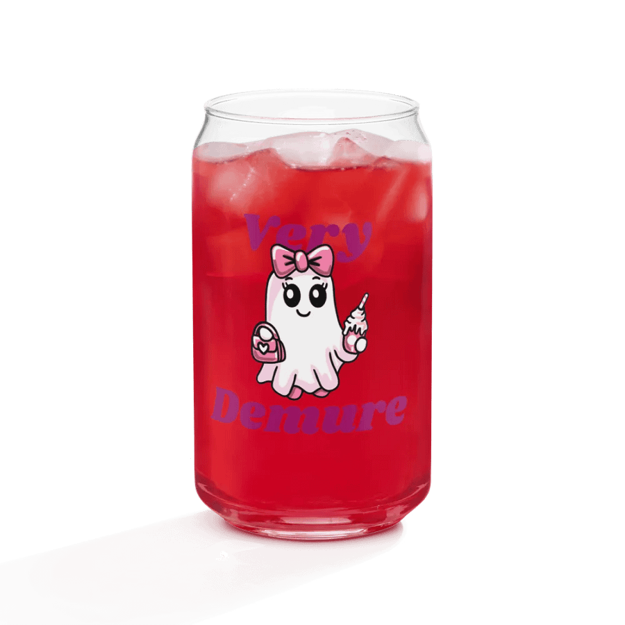 Very Demure Cute Ghost 16oz Can-Shaped Drinking Glass product image (4)