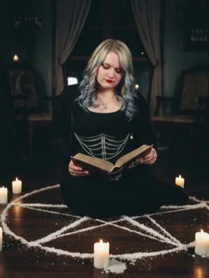 God I miss my blue hair and this AI trend is making me want more black dresses thanks bestie @JuicyJyn | Twitch streamer ✨️ for creating these for me <3 #spookyseason #lilblackdress 