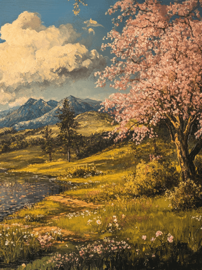 Vintage Beautiful Spring Landscape - No Frame, Digital Download product image (1)