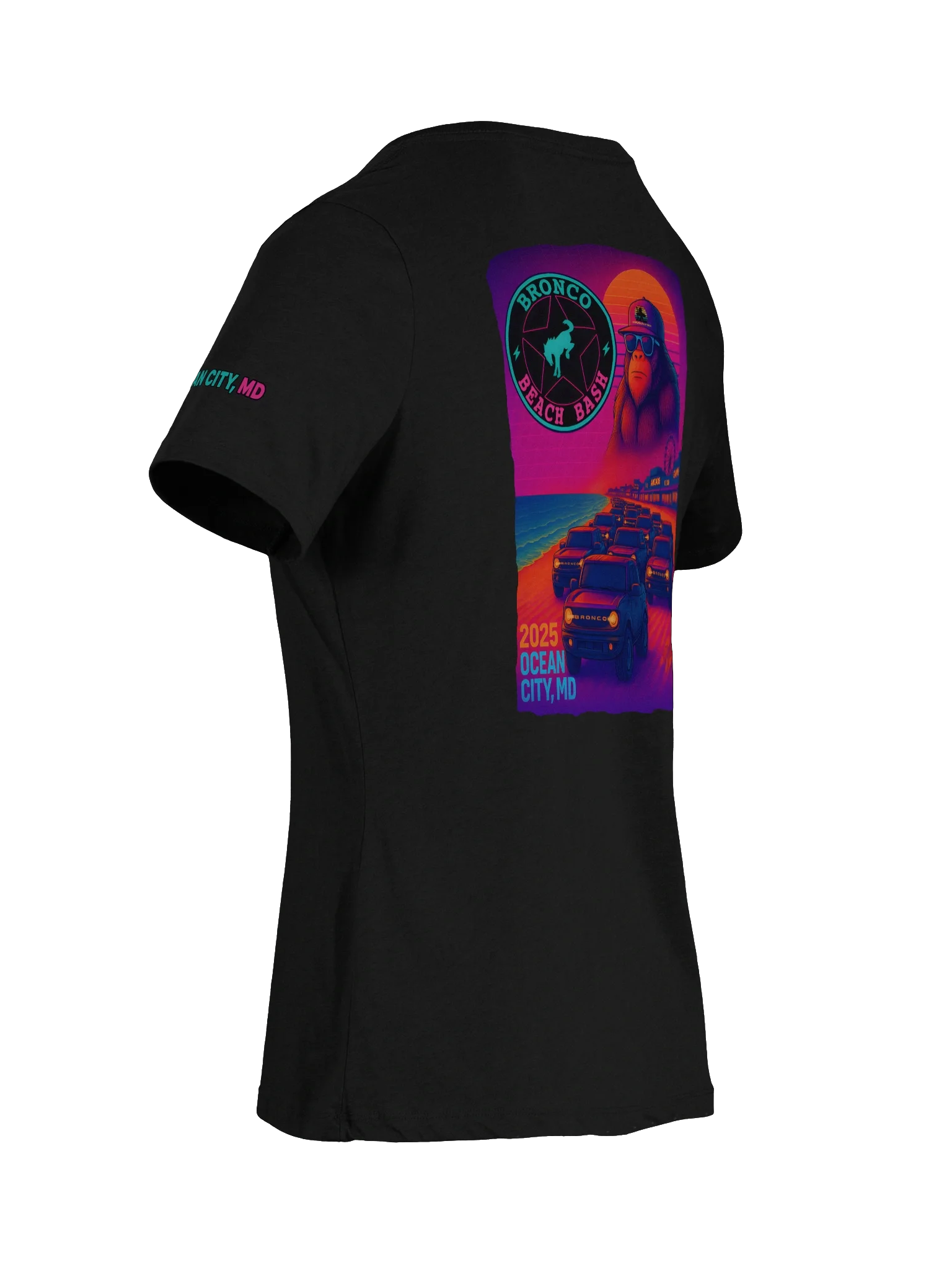 2025 Bronco Beach Bash Ocean City / Destination Bigfoot Bronco Collab | Women's Relaxed V-Neck T-Shirt (Multiple Color Options) product image (74)