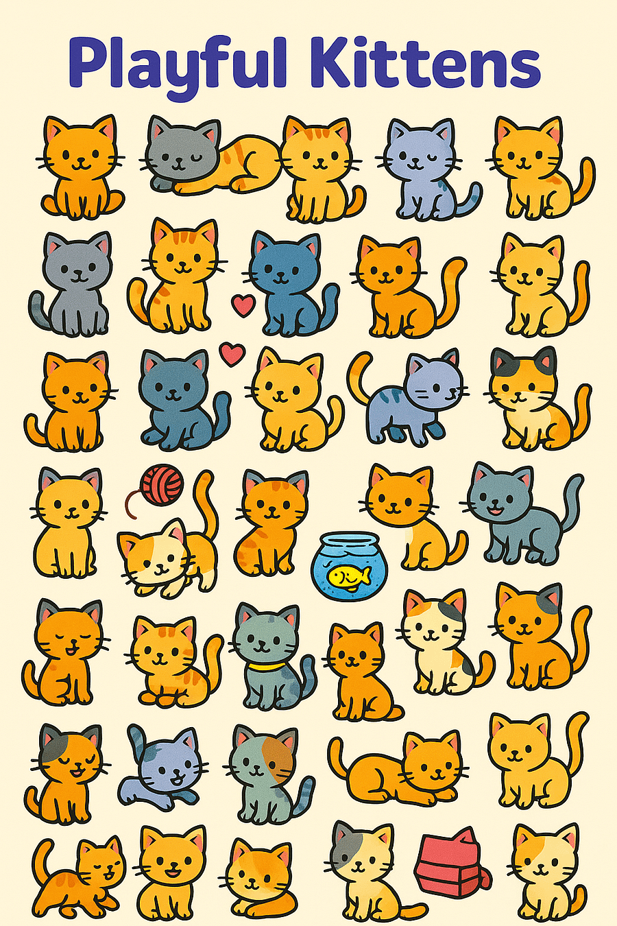 Playful Kittens Doodles – Vector Illustrator File for Creative Projects product image (9)