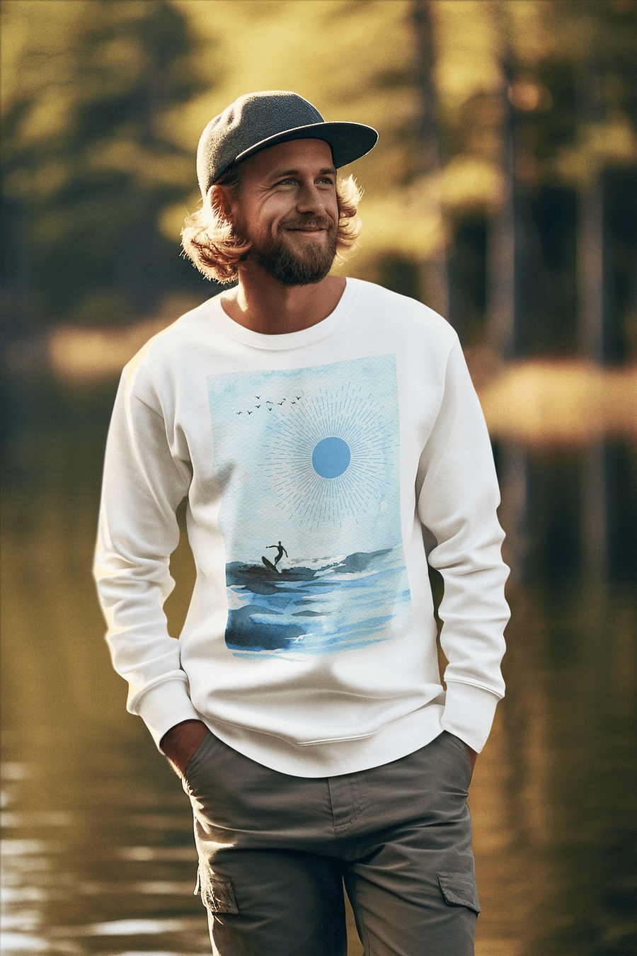Tranquil Surfing Seascape Premium Sweatshirt product image (1)