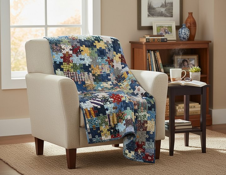 Patchwork Puzzle Throw Blanket – Cozy, Soft Silk-Touch for Puzzle Lovers product image (1)