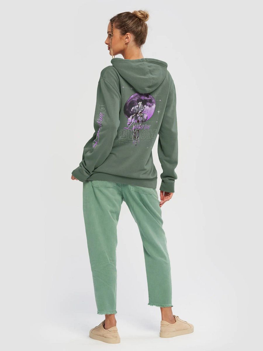 Lunar Bloom: A Beacon of Strength: Pigment Dyed Hoodie product image (23)