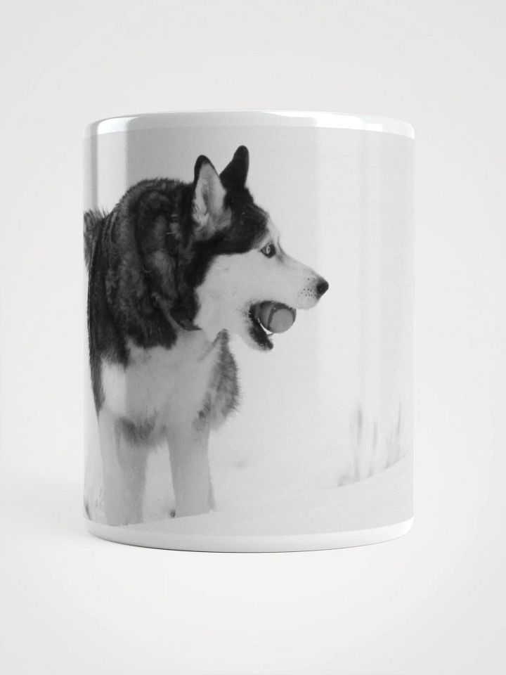 Siberian Husky plays ball with Klee Kai - Black & White product image (1)
