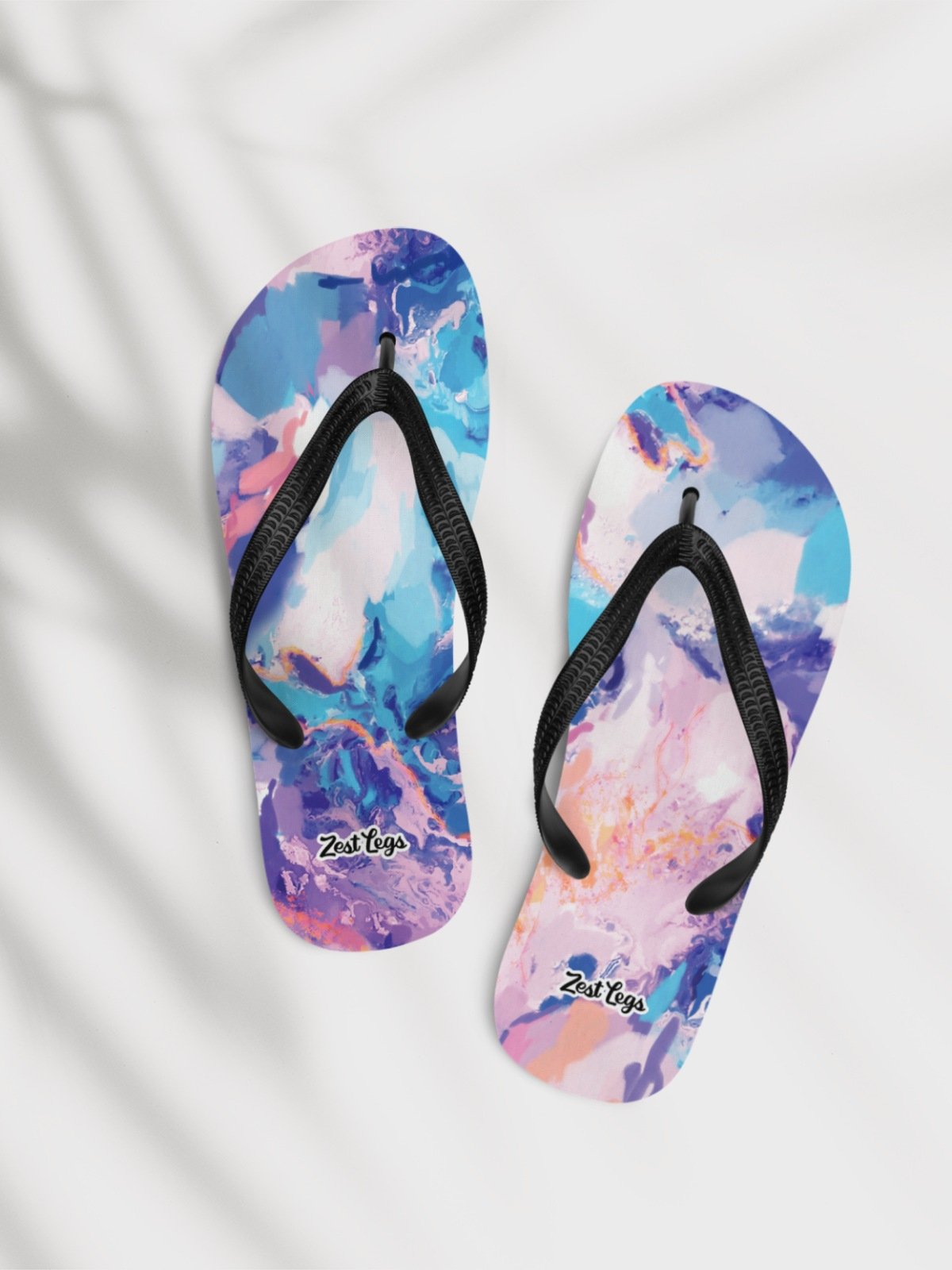 Flip flops "Marble Effect Pastel Blue Purple Dreamy Waves" product image (1)