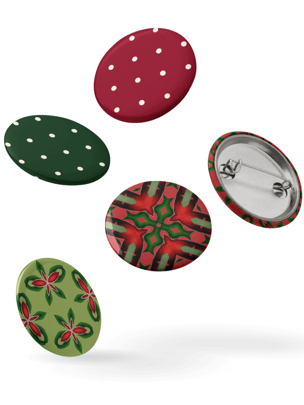 Holiday Pin Set – 5 Vintage-Style Christmas Pins in Red & Green product image (5)