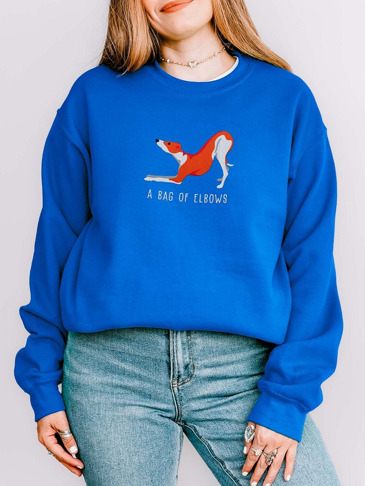 A Bag of Elbows Sweatshirt (Embroidered) of an Italian Greyhound(Red & White) product image (2)