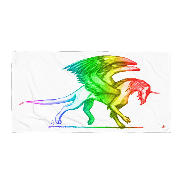 Feather Winged Dragon Bath Towel (Rainbow Variant) product image (1)