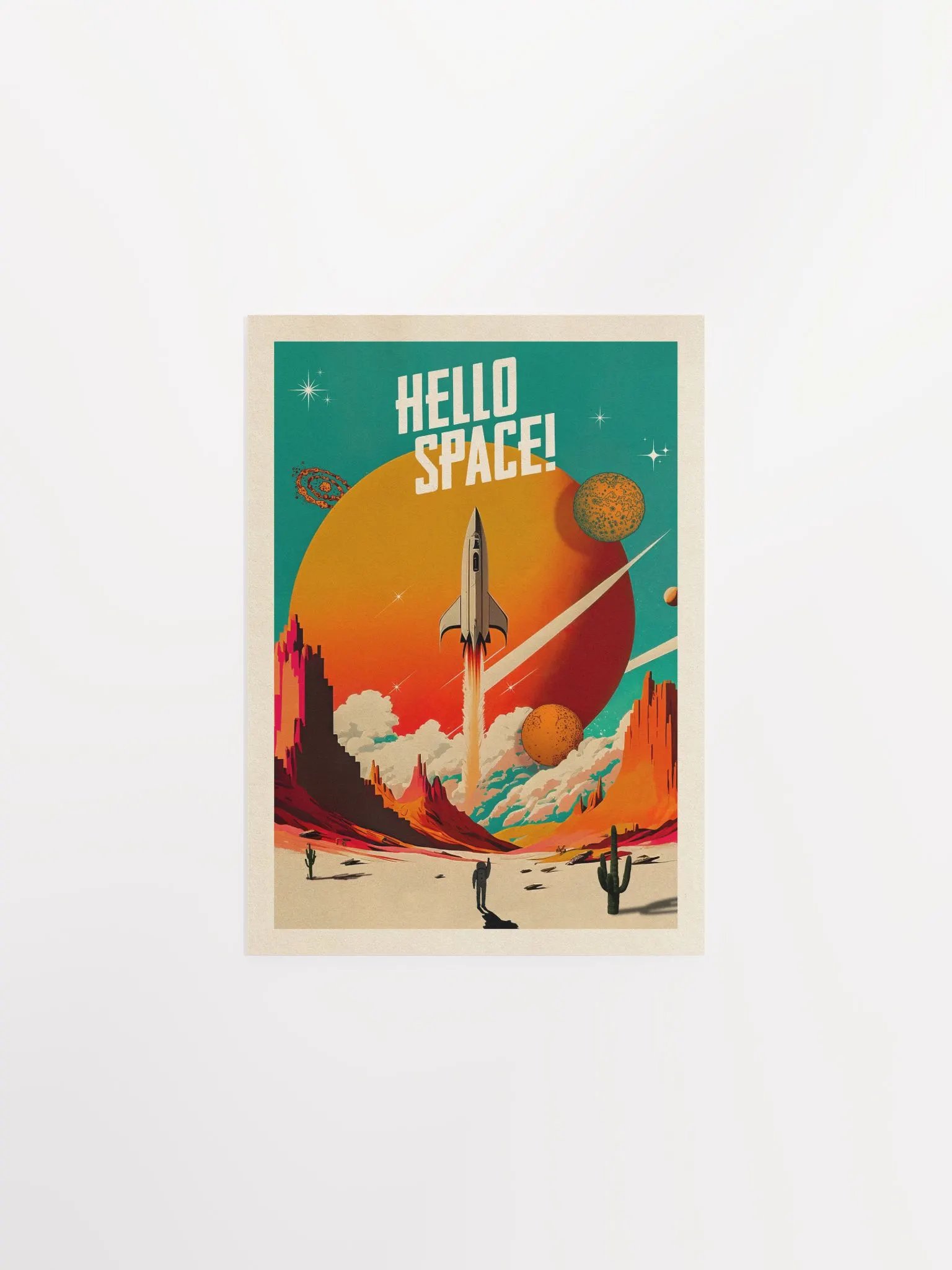 Hello Space! — Vintage space poster, retro space art, propaganda poster, retrofuturism art, retro sci-fi print product image (8)