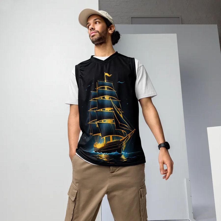 Sailing Ship Night Voyage - Unisex Print Basketball Jersey product image (7)