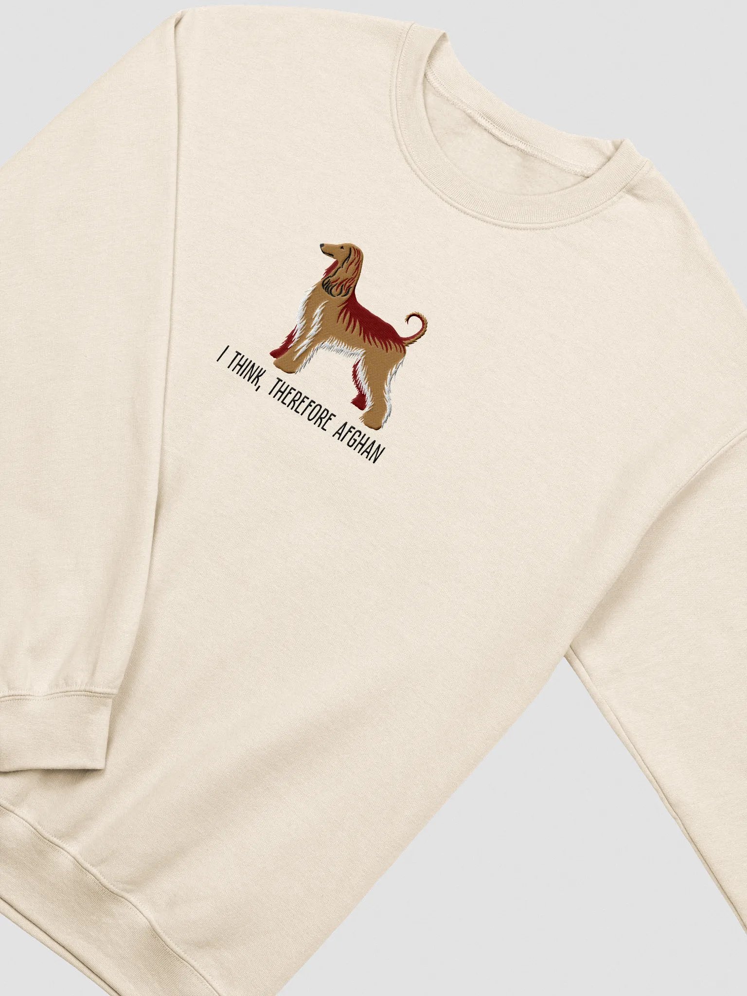 I Think Therefore Afghan Sweatshirt (Embroidered) of an Afghan Hound product image (6)