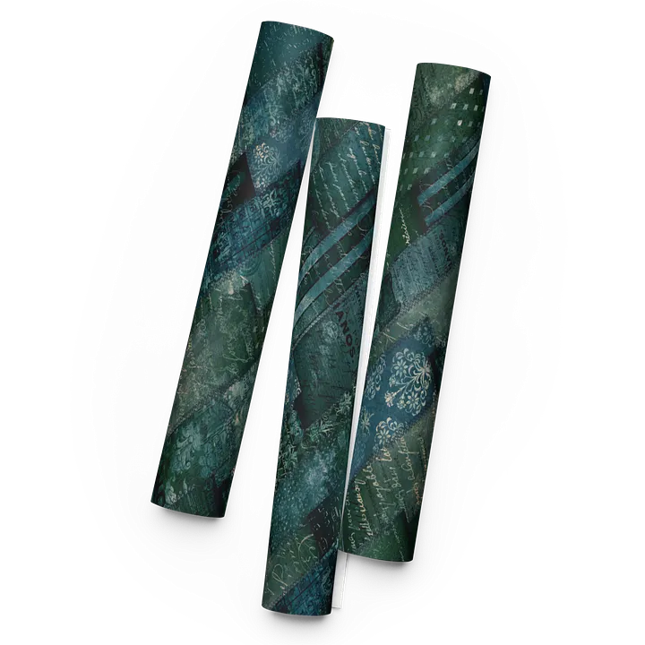 Elegant Vintage Green Blue Script Wrapping Paper product image (1)