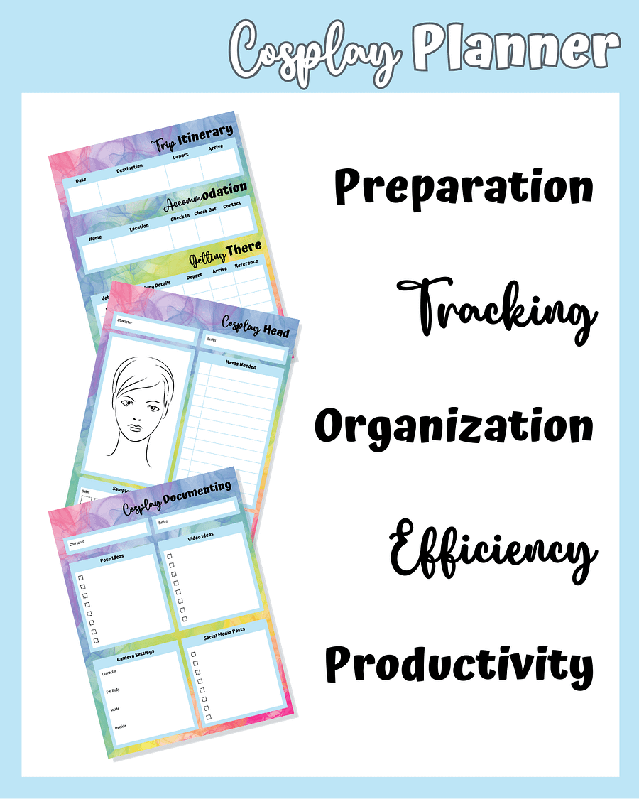 Blue Cosplay Planner Printable product image (4)