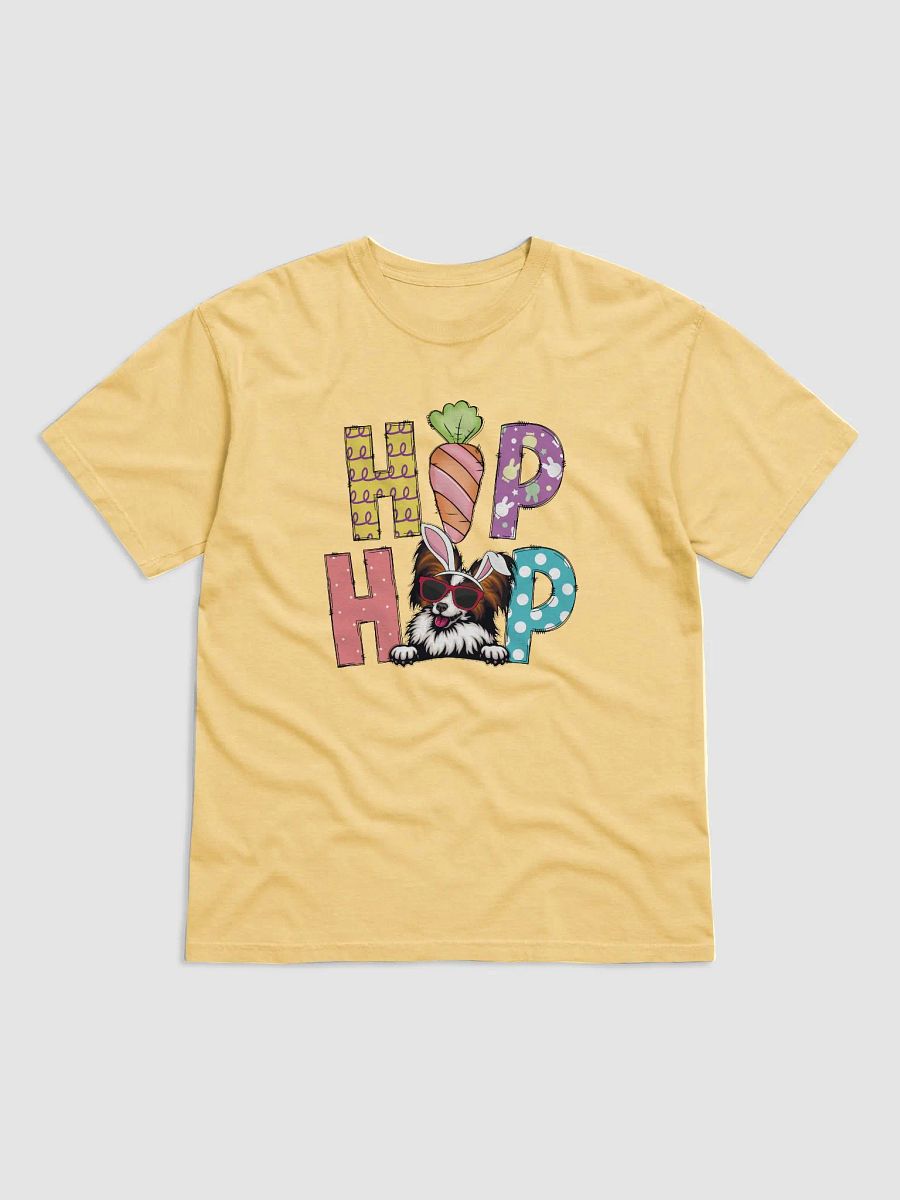 Hip Hop Easter Papillon T-Shirt | Cute Easter Day Papillon Wearing Bunny Ears and Sunglasses product image (2)