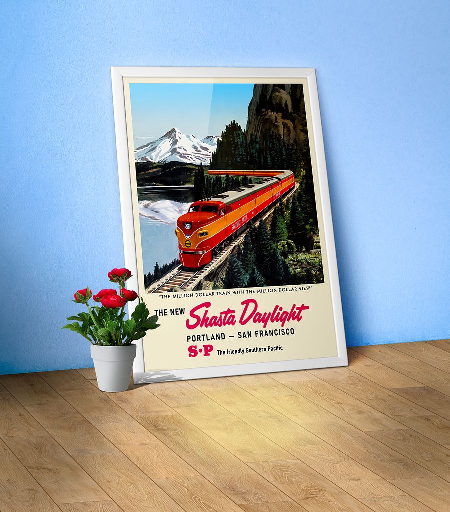 Shasta Daylight, USA, 1960s — retro train poster, vintage train art, train print, retro travel wall art product image (1)