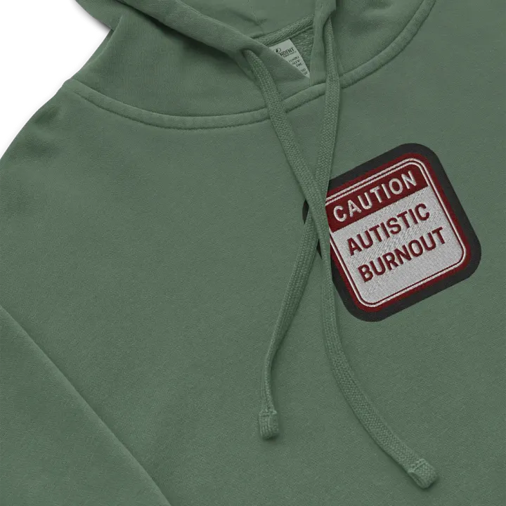 CAUTION: ASD BURNOUT embroidered pigment hoodie (maroon bubble design) product image (1)
