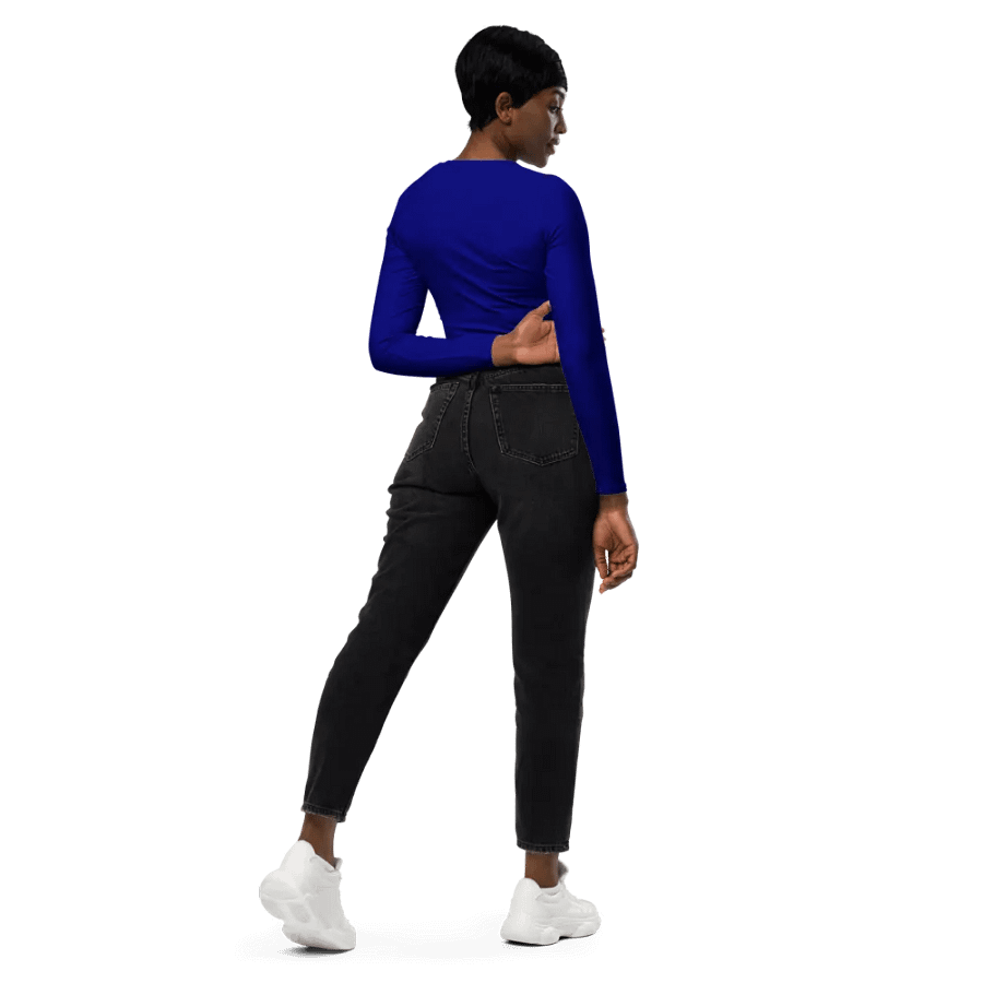 Plain Color Navy Blue Long Sleeve Crop Top product image (4)
