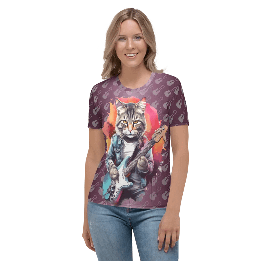 Cool Cat Play Guitar All Over Print T-shirt product image (2)
