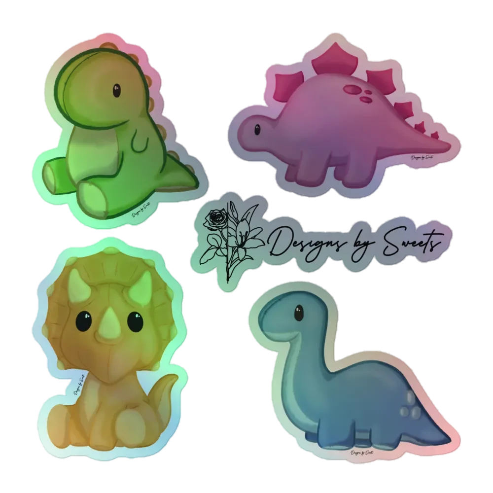 Cozy Dino Plushie Holographic Sticker Pack product image (1)