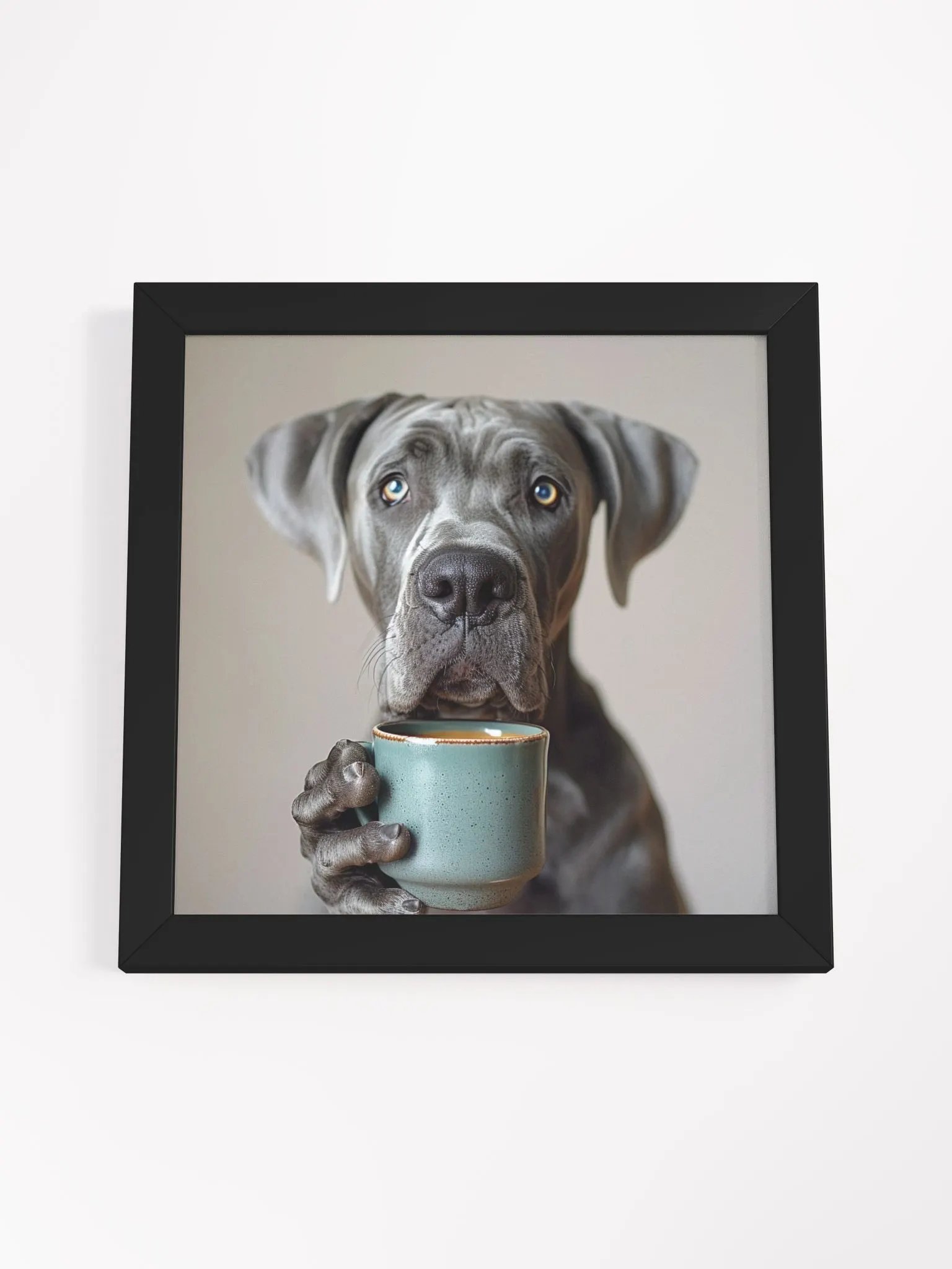 Cute Coffee Lover Great Dane Dog Framed Wall Art product image (3)