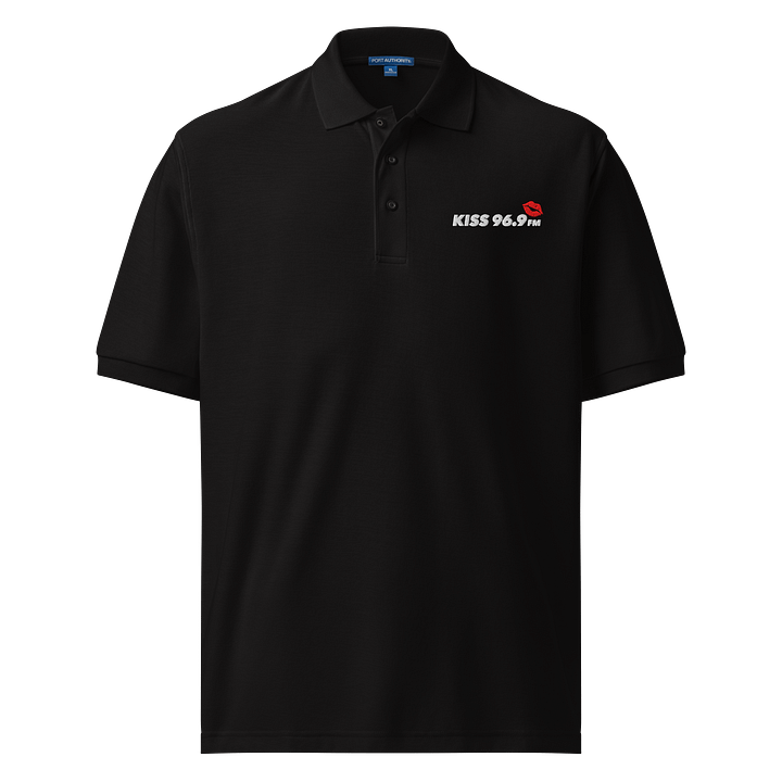 Kiss 969 logo Men's Relaxed fit Port Authority Black Polo Shirt product image (1)