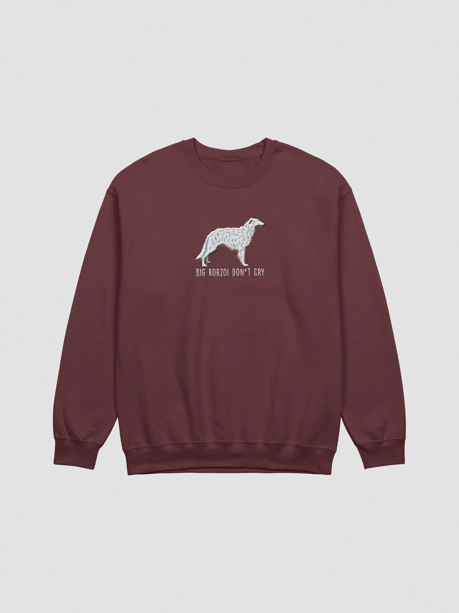 Big Borzoi Don't Cry Sweatshirt (Embroidered) of a Borzoi(White) product image (3)