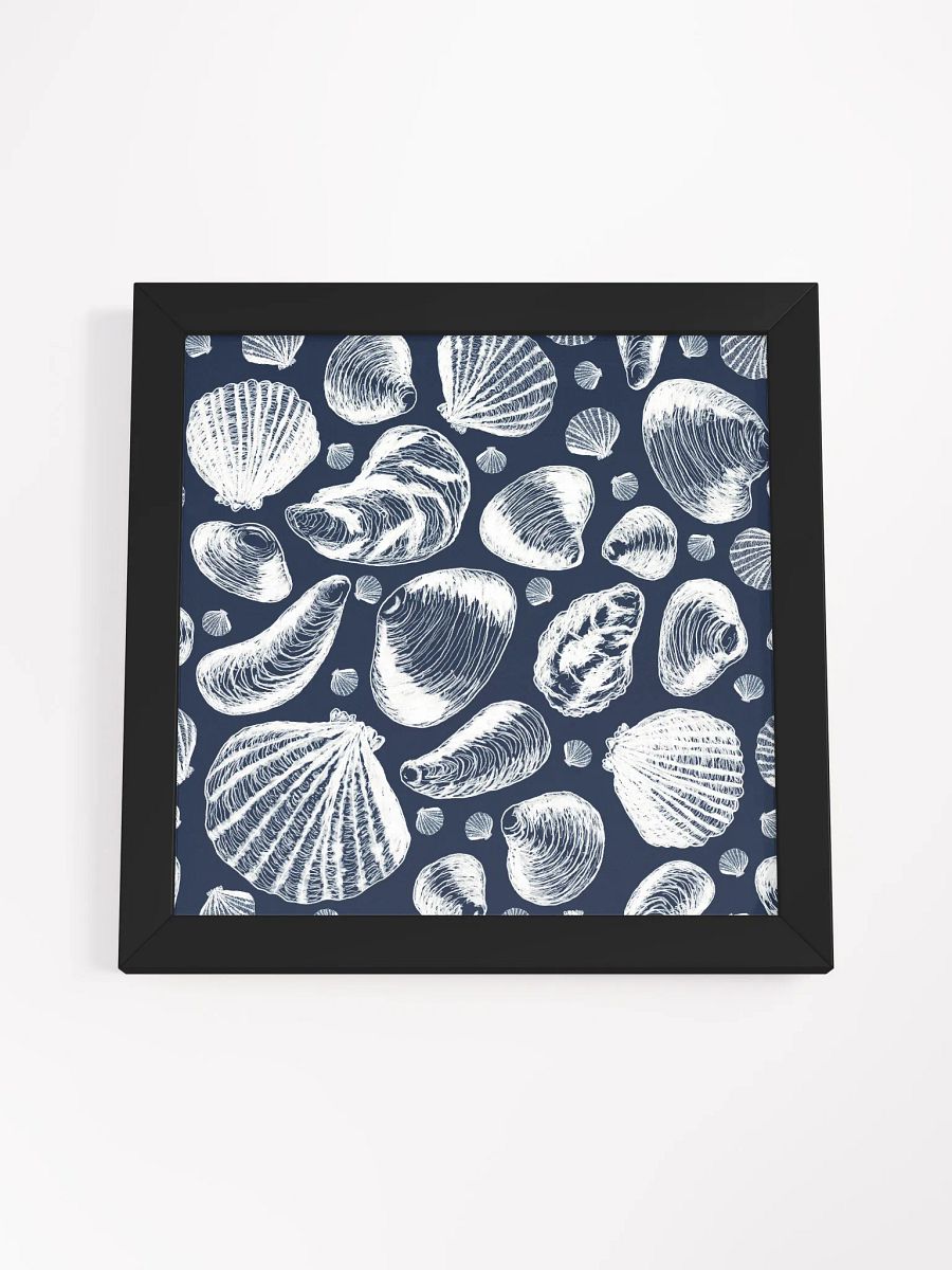 New England Tidal Treasures | White on Navy | by Monique Faella Designs™ | Framed Coastal Wall Art | Museum-Quality Print product image (4)