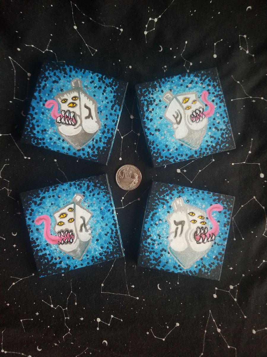 Dreidel Mimic, Tiny Painting (Gimel ג) product image (3)