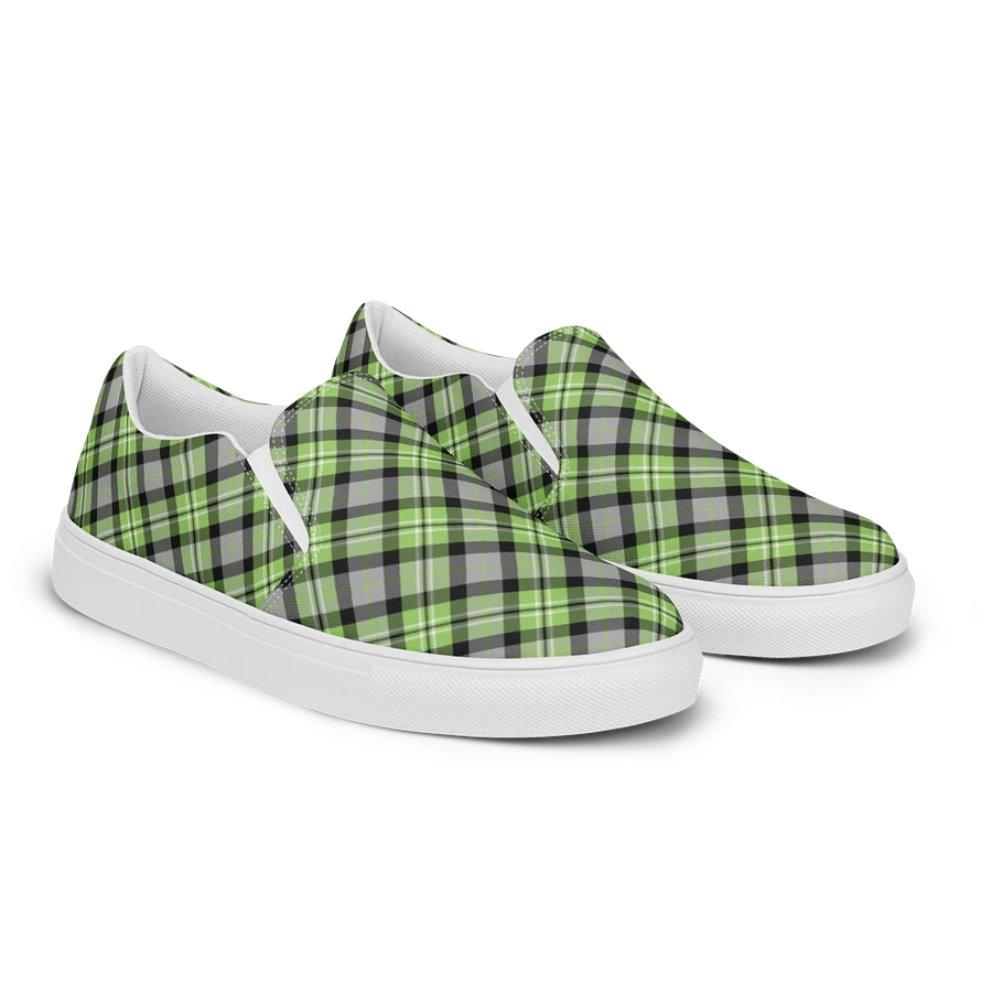 Light Green and Gray Plaid Women's Slip-On Shoes product image (2)