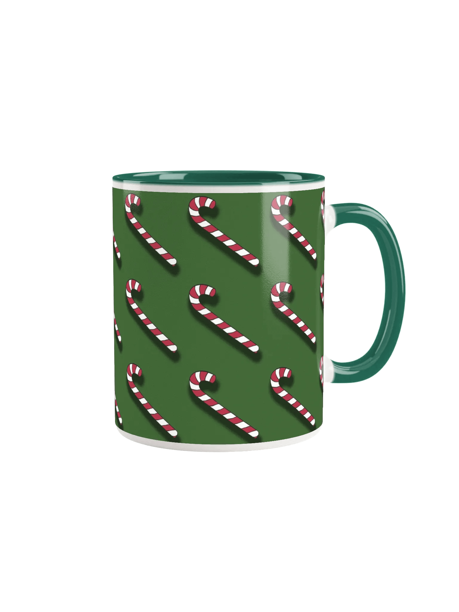 Red and White Candy Canes on Solid Green Ceramic Mug product image (11)