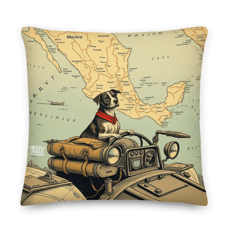 Rebel Co-Pilot Mexico Map Throw Pillow | Retro Dog Travel Decor | Square & Lumbar Cushion product image (12)