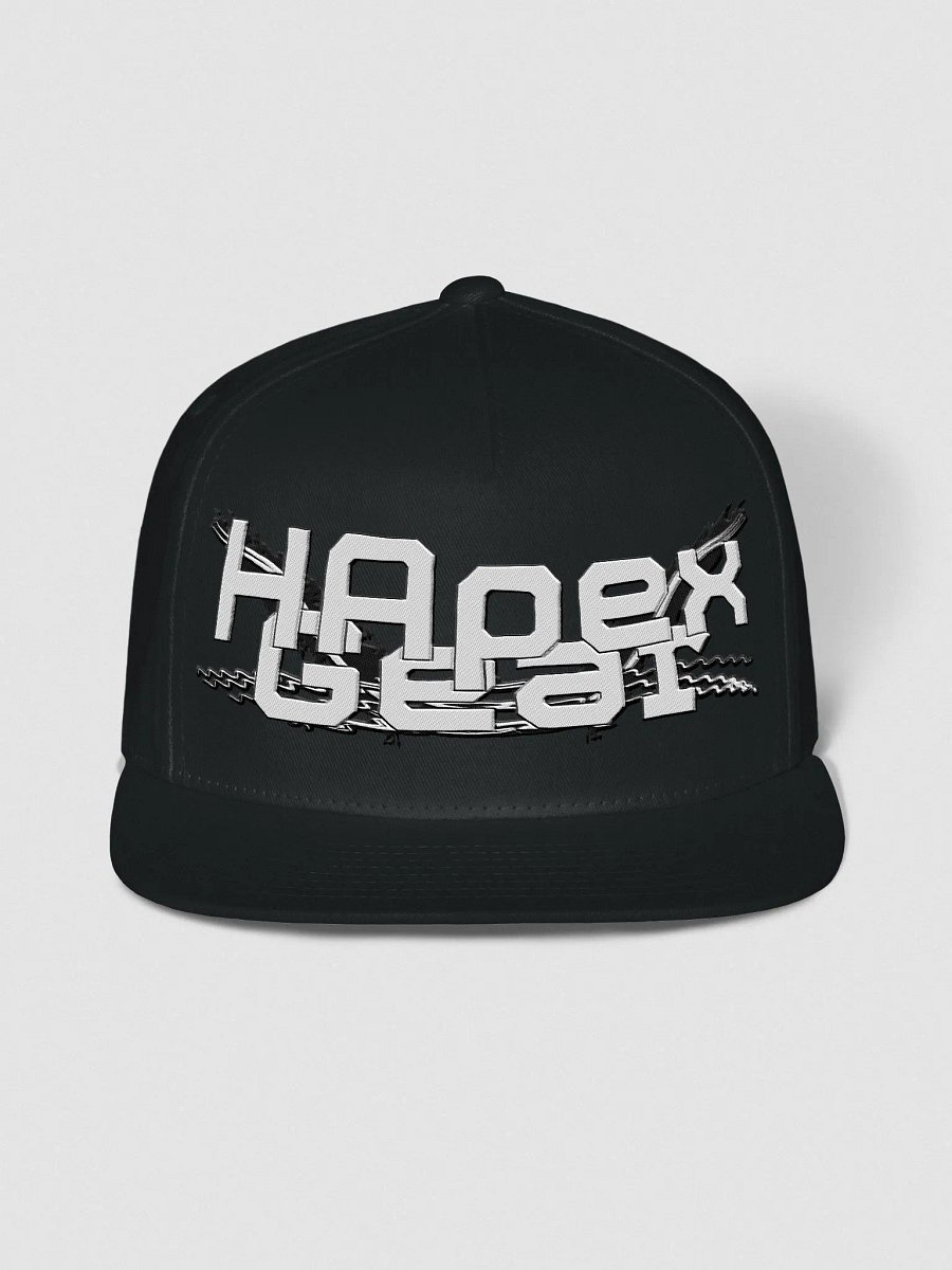Flat Snapback Cap - Embroidered - White HApex Gear White Logo product image (1)