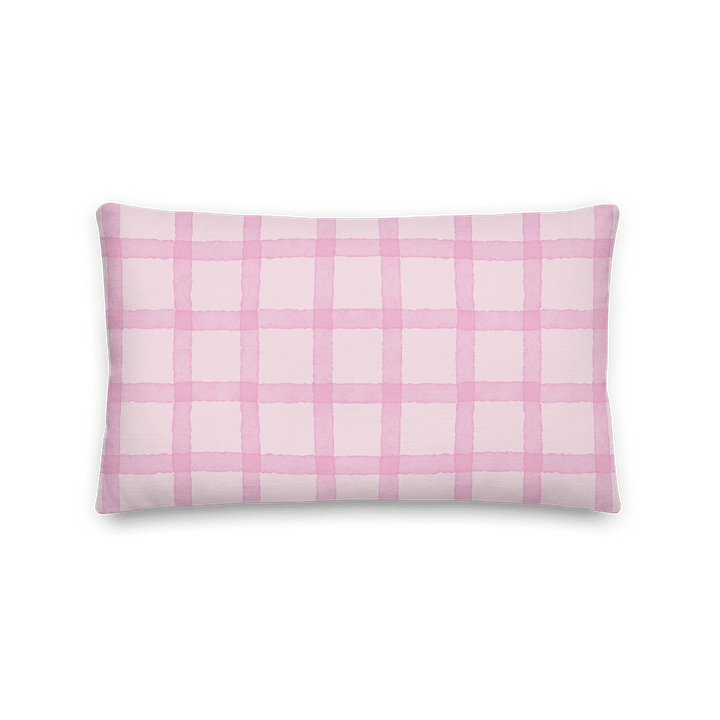 SOFT PINK GINGHAM WATERCOLOR COTTAGE PILLOW product image (2)