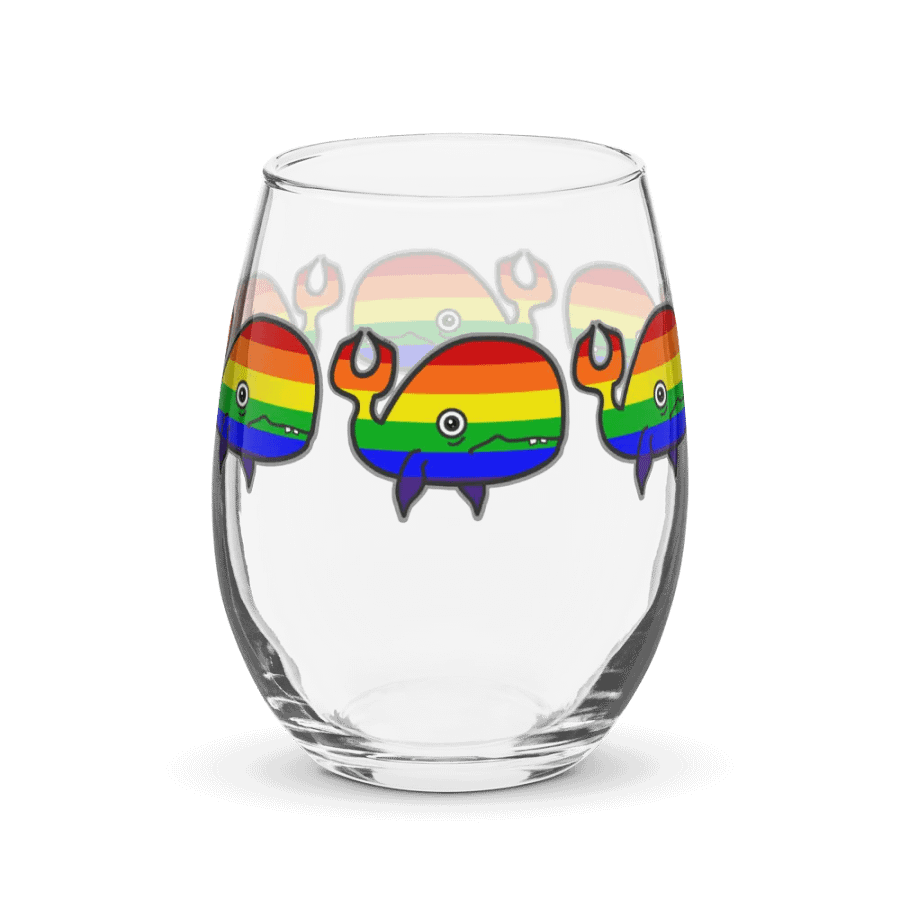 Rainbow Anxious but Proud Whale Stemless Wine Glass product image (3)