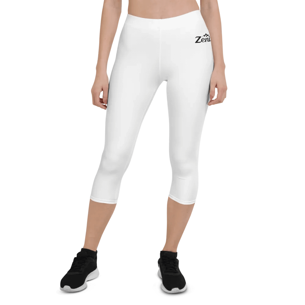 Zenith Women's White Capri Leggings with Mountain Logo product image (1)