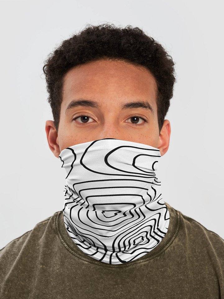 Black on White Topographic All-Over Print Neck Gaiter product image (1)